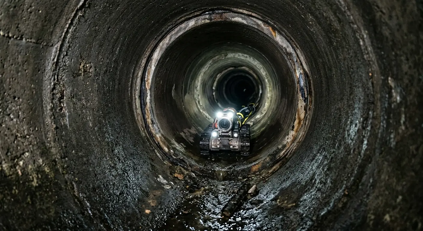 Robotic sewer camera inspecting pipe interior for Sewer Line Repair in Roseville